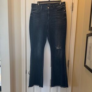 Judy Blue Dark Wash Distressed Flare Jeans 14W